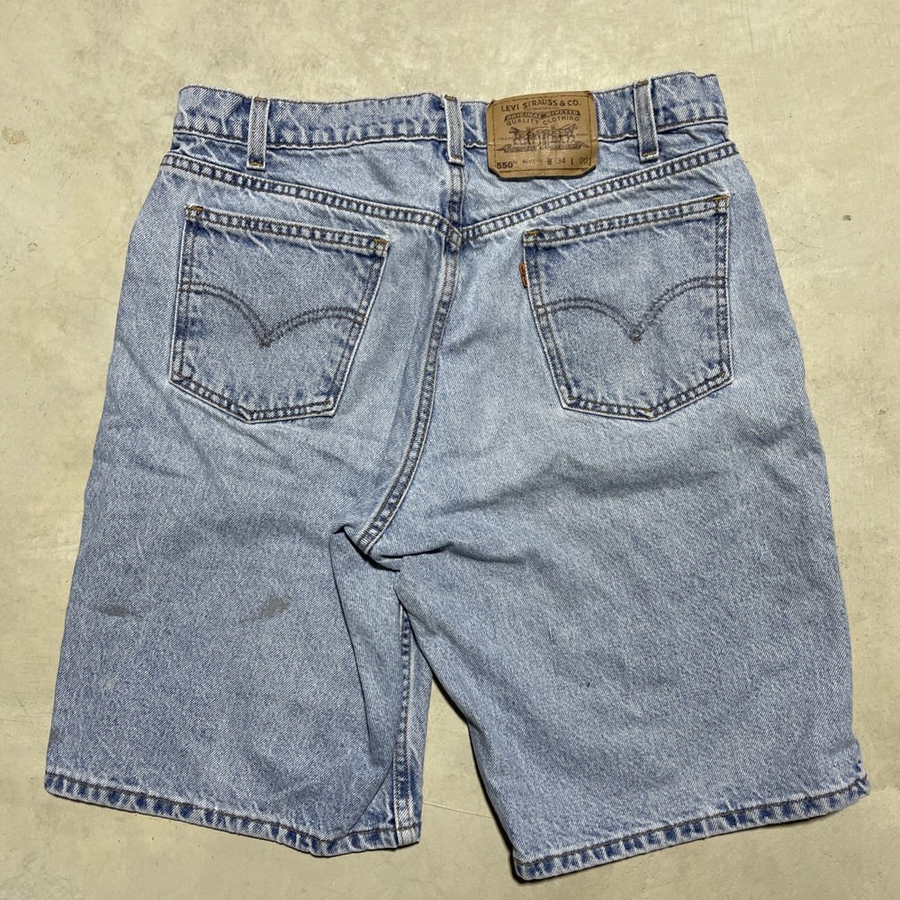 Levi's 550 Denim Shorts Men's SZ 34 Blue Relaxed Fit Shorts Orange Tab 90s